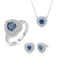 Blue Sapphire & Moissanite Heart Cut Jewellery Set