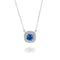 Blue Sapphire & Moissanite Cushion Halo Pendant