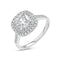Diamond Inspired & Moissanite Cushion Cut Halo Ring