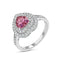 Pink Diamond Inspired & Moissanite Heart Halo Ring