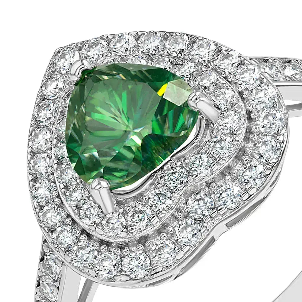 Emerald & Moissanite Heart Cut Jewellery Set Lab Grown Diamonds