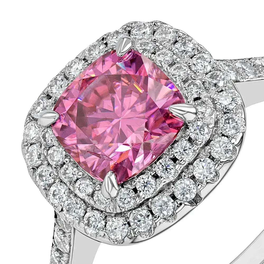 Pink Diamond & Moissanite Cushion Cut Jewellery Set Lab Grown Diamonds