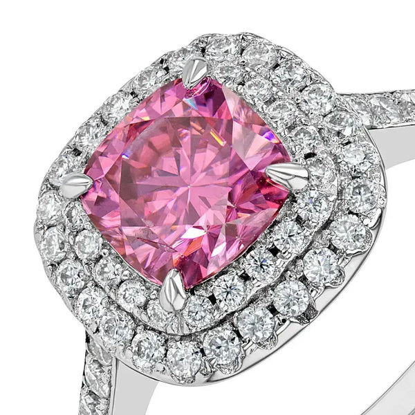 Pink Diamond & Moissanite Cushion Cut Jewellery Set Lab Grown Diamonds