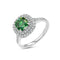 Emerald & Moissanite Cushion Cut Halo Ring