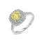 Yellow Sapphire & Moissanite Cushion Cut Halo Ring