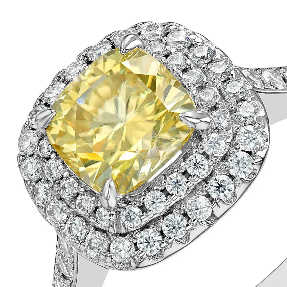 Yellow Sapphire & Moissanite Cushion Cut Jewellery Set Lab Grown Diamonds