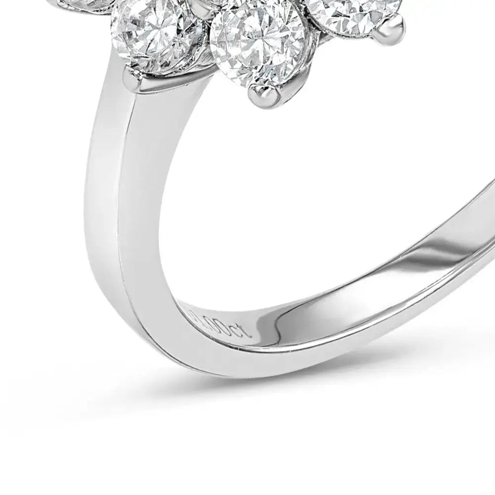 Diamond & Moissanite Round Cluster Ring Lab Grown Diamonds