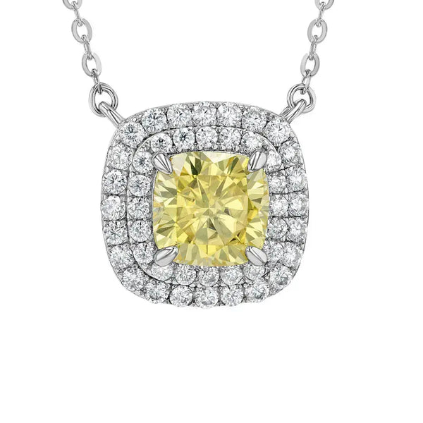 Yellow Sapphire & Moissanite Cushion Cut Jewellery Set Lab Grown Diamonds