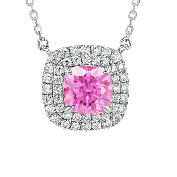 Pink Diamond & Moissanite Cushion Cut Jewellery Set Lab Grown Diamonds