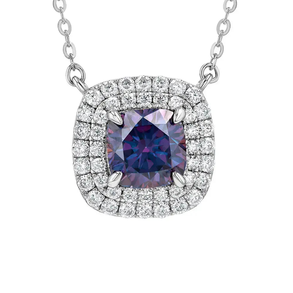 Amethyst & Moissanite Cushion Cut Jewellery Set Lab Grown Diamonds