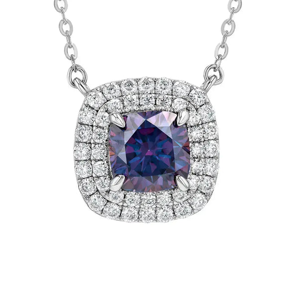Amethyst & Moissanite Cushion Cut Jewellery Set Lab Grown Diamonds