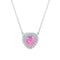 Pink Diamond Inspired & Moissanite Heart Halo Pendant