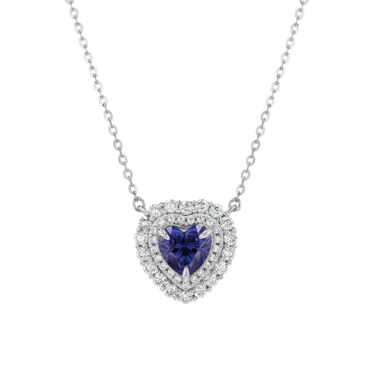 Amethyst & Moissanite Heart Cut Jewellery Set Lab Grown Diamonds