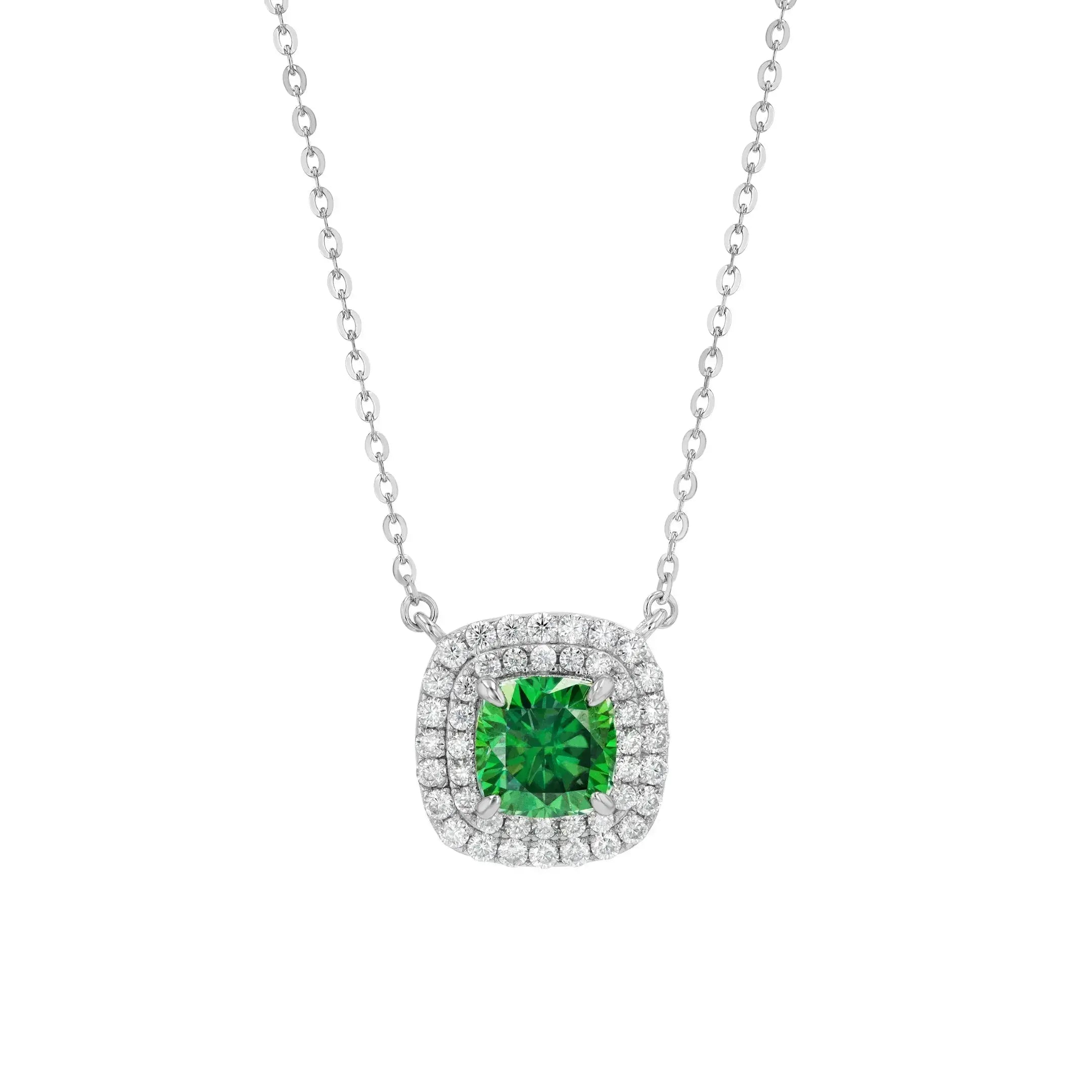 Emerald & Moissanite Cushion Cut Jewellery Set Lab Grown Diamonds