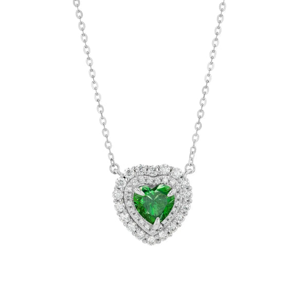 Emerald & Moissanite Heart Cut Jewellery Set Lab Grown Diamonds