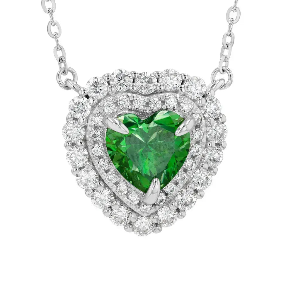 Emerald & Moissanite Heart Cut Jewellery Set Lab Grown Diamonds