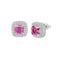 Pink Diamond Inspired & Moissanite Cushion Halo Earrings