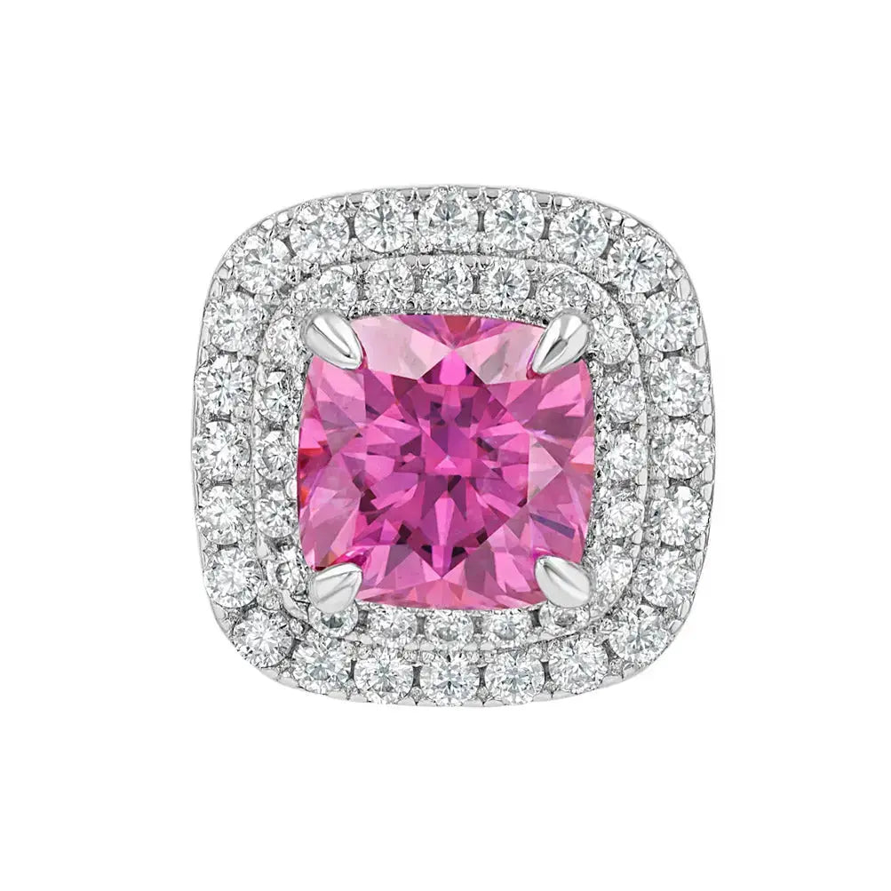 Pink Diamond & Moissanite Cushion Cut Jewellery Set Lab Grown Diamonds