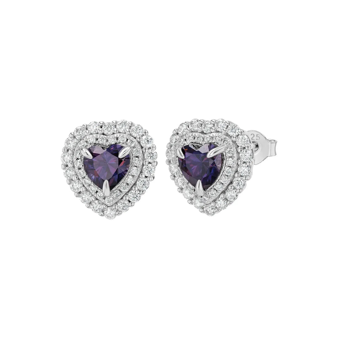 Amethyst & Moissanite Heart Cut Jewellery Set Lab Grown Diamonds