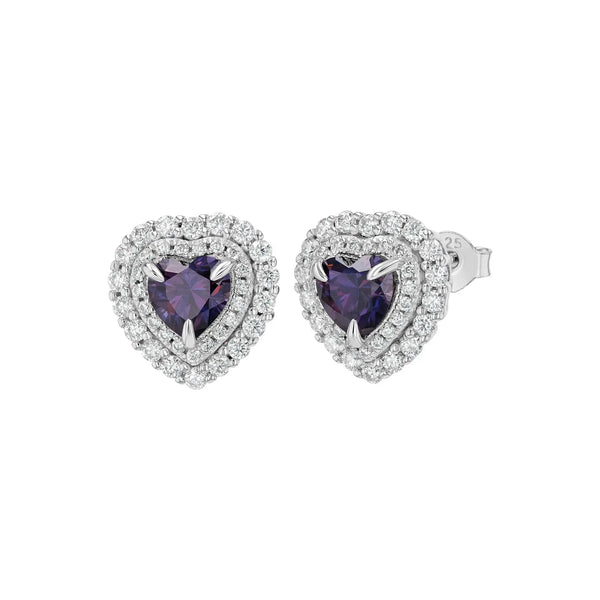 Amethyst & Moissanite Heart Cut Jewellery Set Lab Grown Diamonds