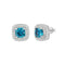 Blue Sapphire & Moissanite Cushion Halo Earrings