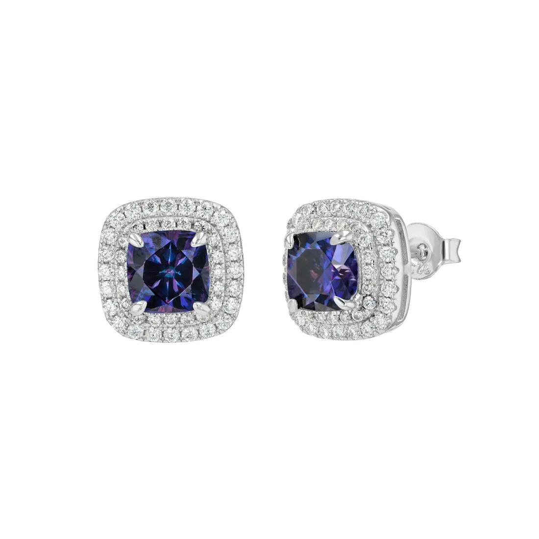 Amethyst & Moissanite Cushion Cut Jewellery Set Lab Grown Diamonds