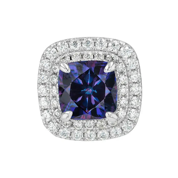 Amethyst & Moissanite Cushion Cut Jewellery Set Lab Grown Diamonds