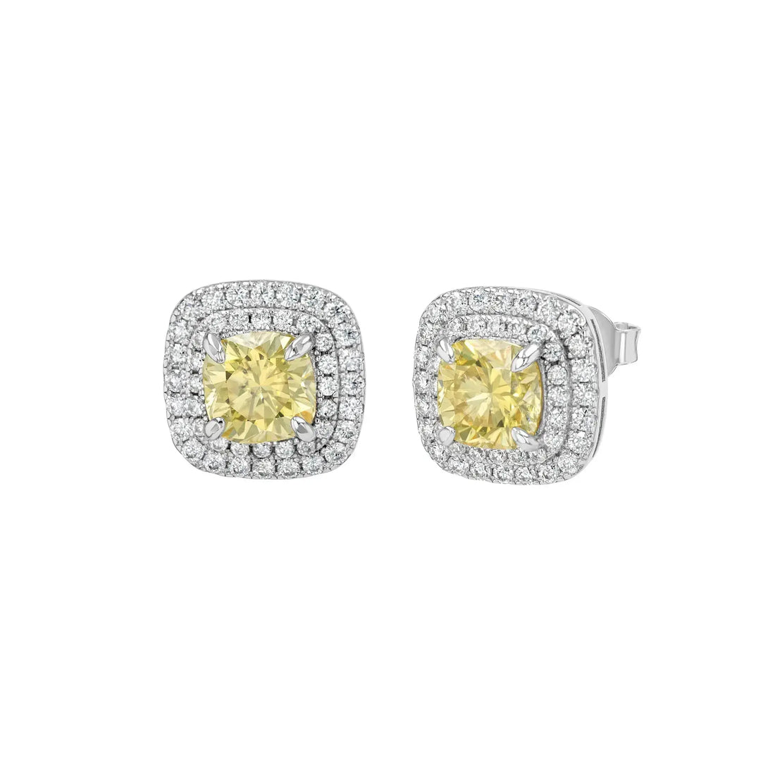 Yellow Sapphire & Moissanite Cushion Cut Jewellery Set Lab Grown Diamonds
