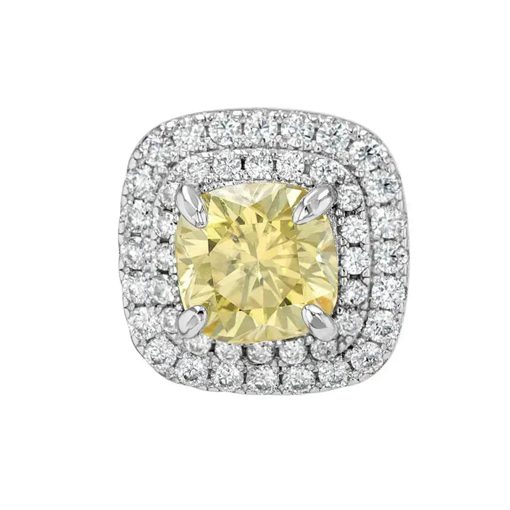 Yellow Sapphire & Moissanite Cushion Cut Jewellery Set Lab Grown Diamonds