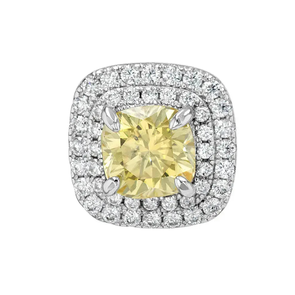 Yellow Sapphire & Moissanite Cushion Cut Jewellery Set Lab Grown Diamonds