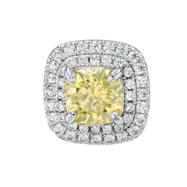 Yellow Sapphire & Moissanite Cushion Cut Jewellery Set Lab Grown Diamonds