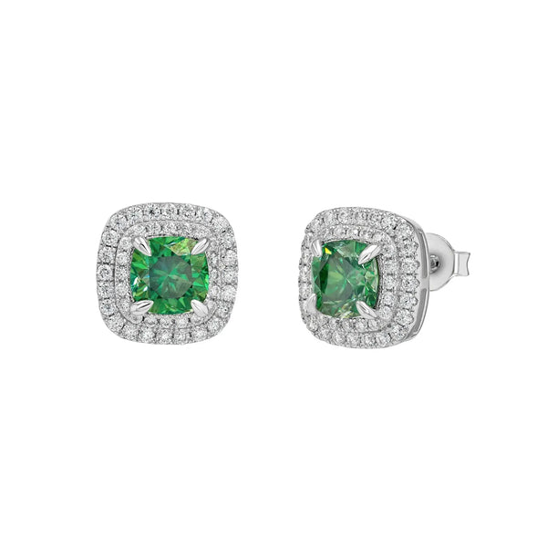 Emerald & Moissanite Cushion Cut Jewellery Set Lab Grown Diamonds