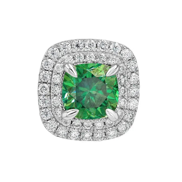 Emerald & Moissanite Cushion Cut Jewellery Set Lab Grown Diamonds