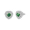 Emerald & Moissanite Heart Halo Earrings