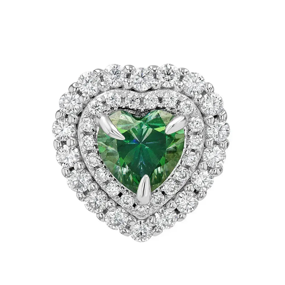 Emerald & Moissanite Heart Cut Jewellery Set Lab Grown Diamonds