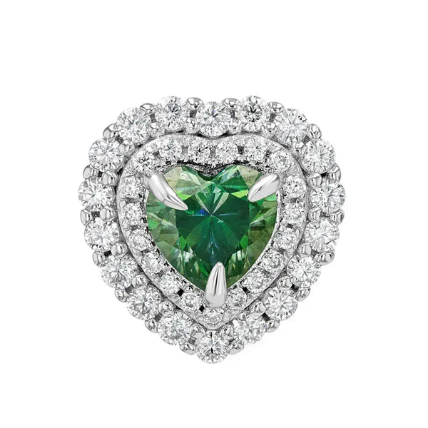 Emerald & Moissanite Heart Cut Jewellery Set Lab Grown Diamonds