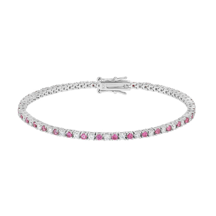 Pink Diamond & Moissanite Tennis Bracelet Lab Grown Diamonds