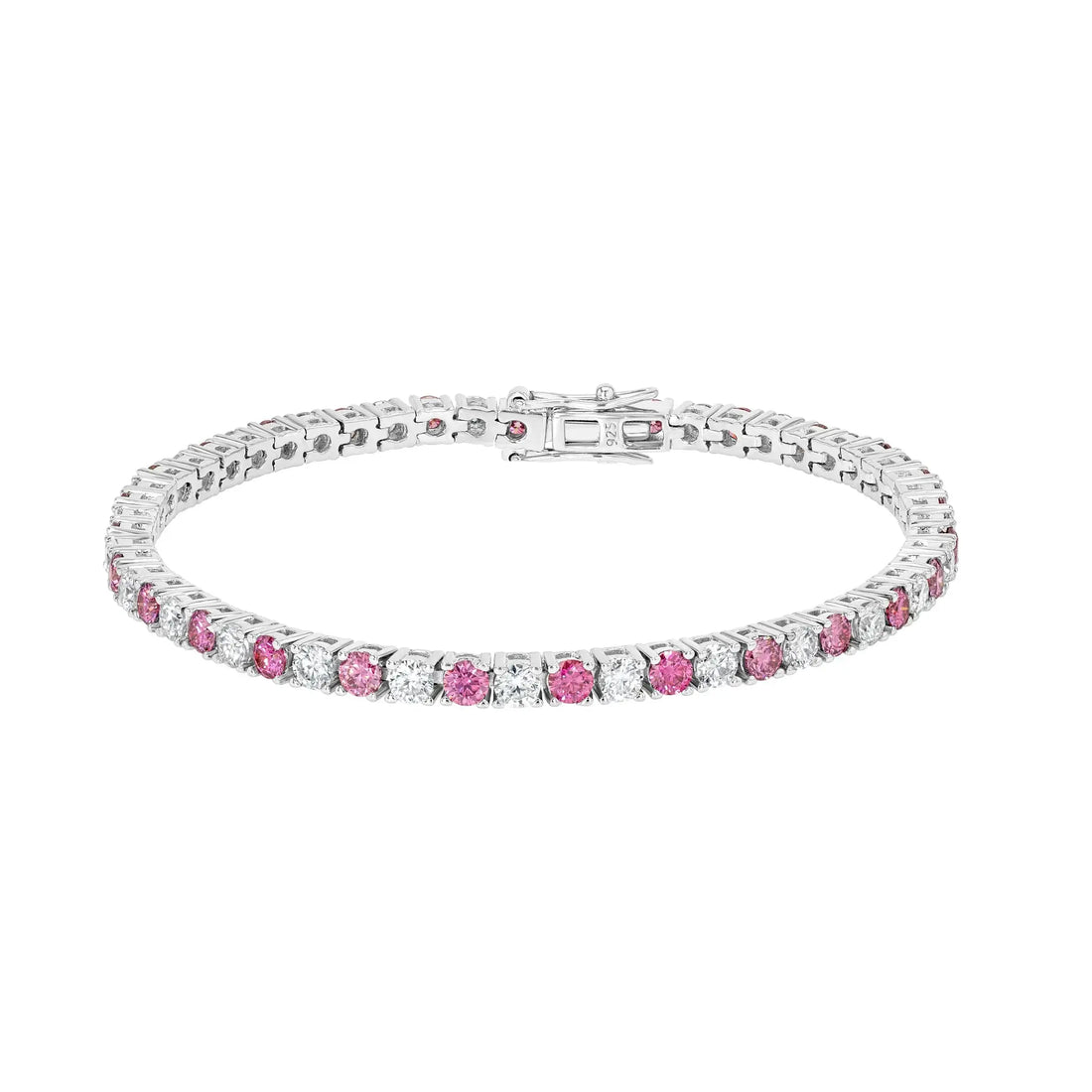 Pink Diamond & Moissanite Tennis Bracelet Lab Grown Diamonds