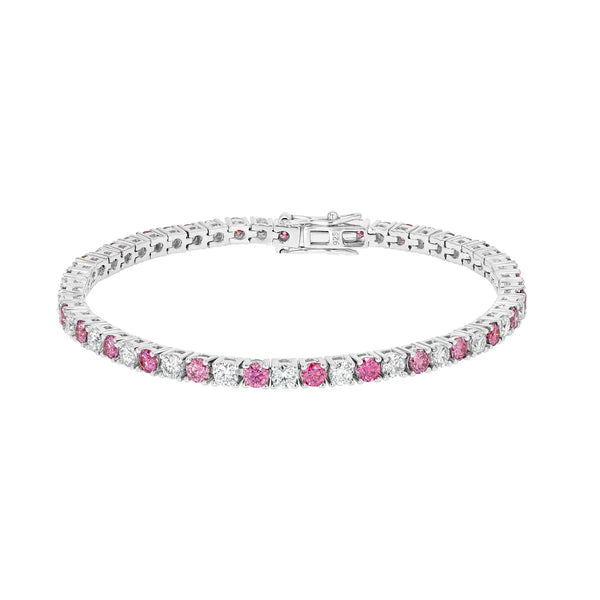 Pink Diamond & Moissanite Tennis Bracelet Lab Grown Diamonds