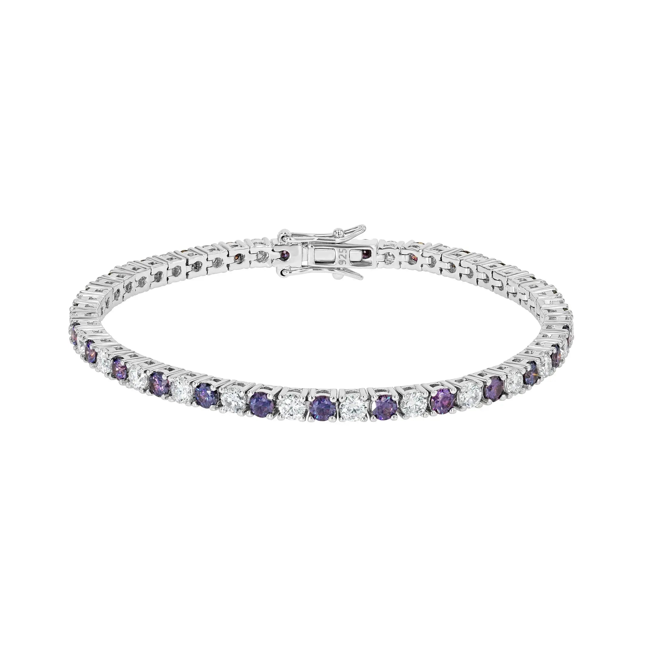 Amethyst & Moissanite Tennis Bracelet Lab Grown Diamonds