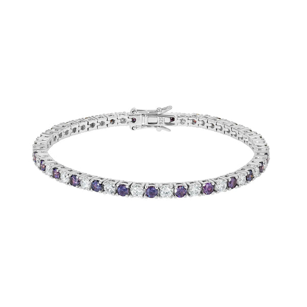 Amethyst & Moissanite Tennis Bracelet Lab Grown Diamonds
