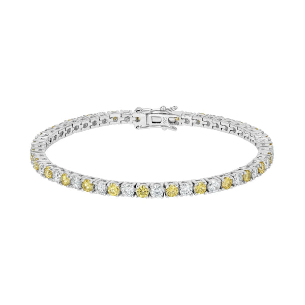 Yellow Sapphire & Moissanite Tennis Bracelet Lab Grown Diamonds