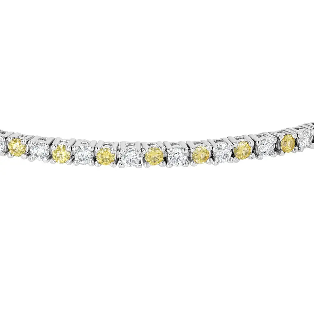 Yellow Sapphire & Moissanite Tennis Bracelet Lab Grown Diamonds