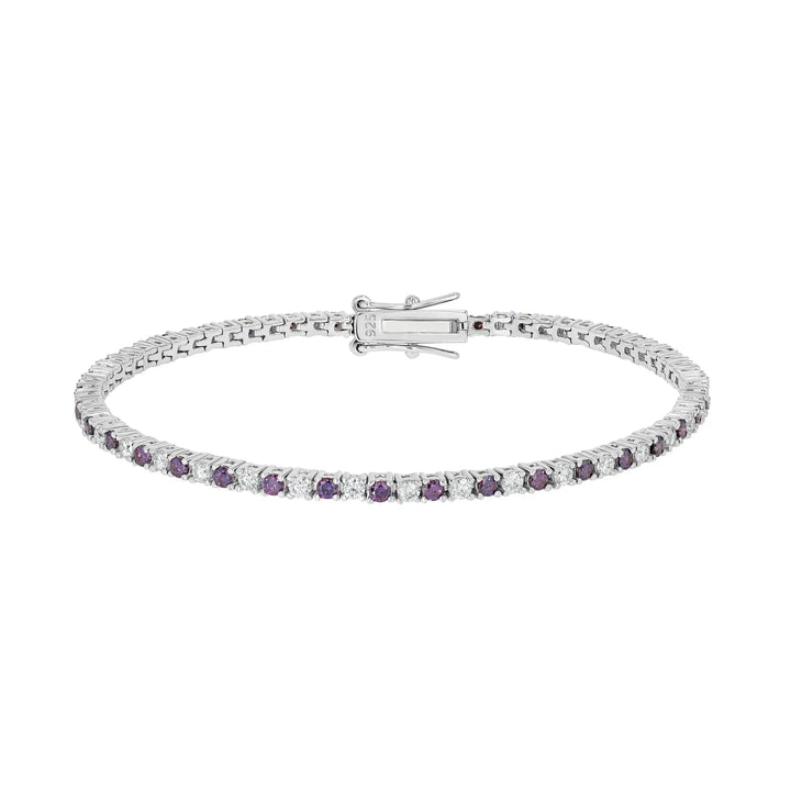 Amethyst & Moissanite Tennis Bracelet Lab Grown Diamonds