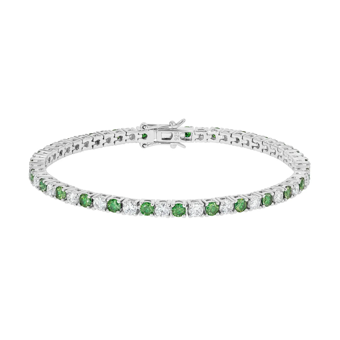 Emerald & Moissanite Tennis Bracelet Lab Grown Diamonds
