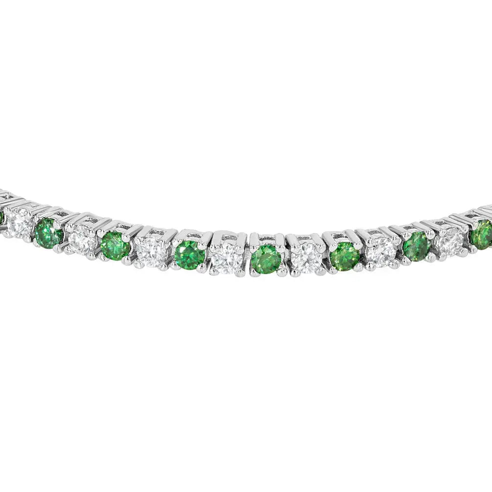 Emerald & Moissanite Tennis Bracelet Lab Grown Diamonds