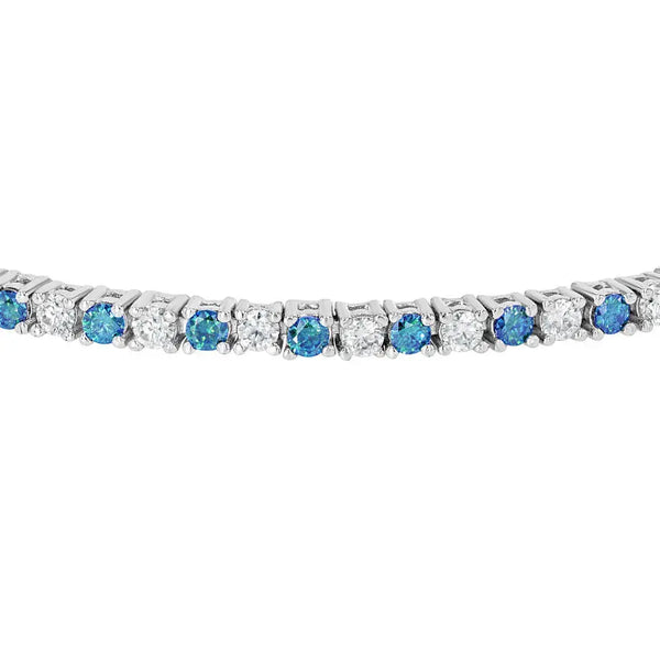 Blue Sapphire & Moissanite Tennis Bracelet Lab Grown Diamonds