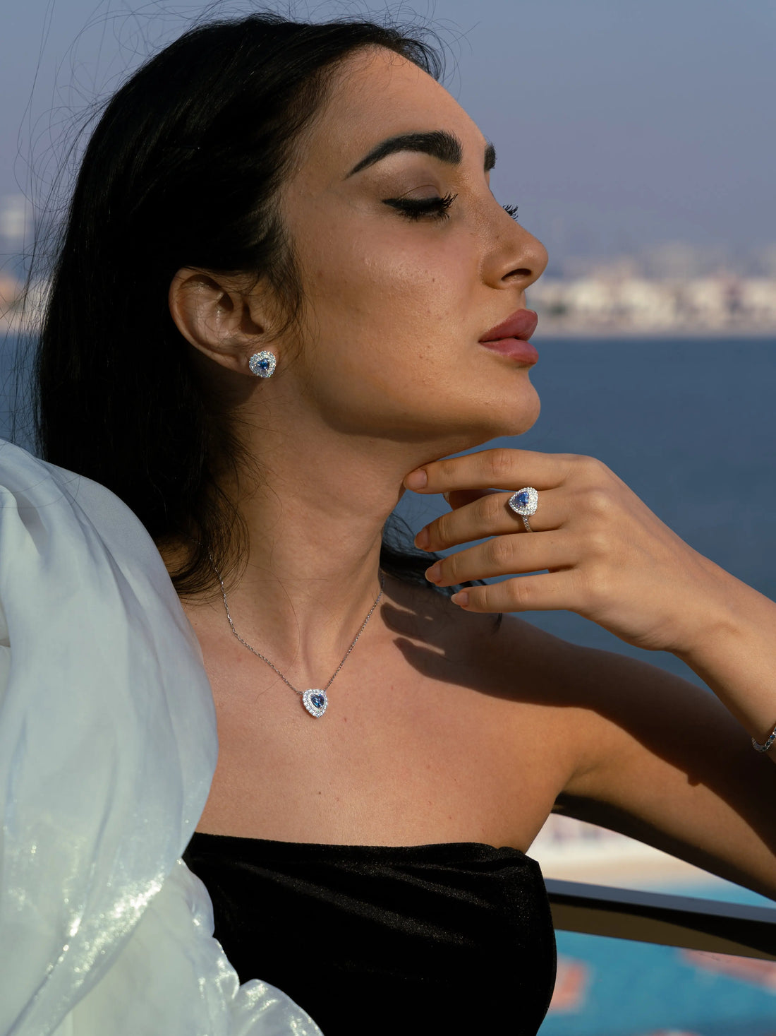 Lab Grown Diamonds Amethyst & Moissanite Heart Cut Jewellery Set - Lab Grown Diamonds Store