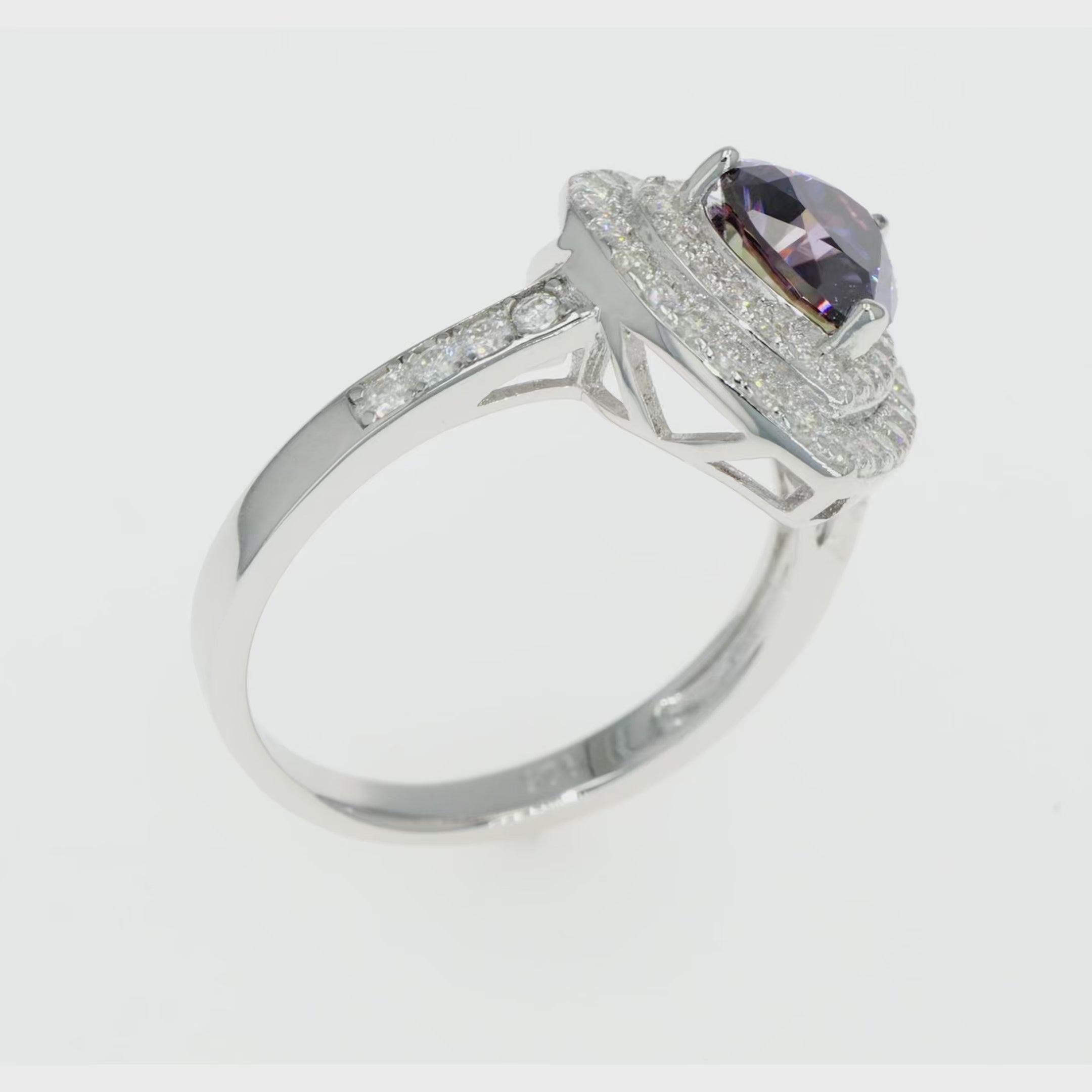 Lab Grown Diamonds Amethyst & Moissanite Heart Halo Ring