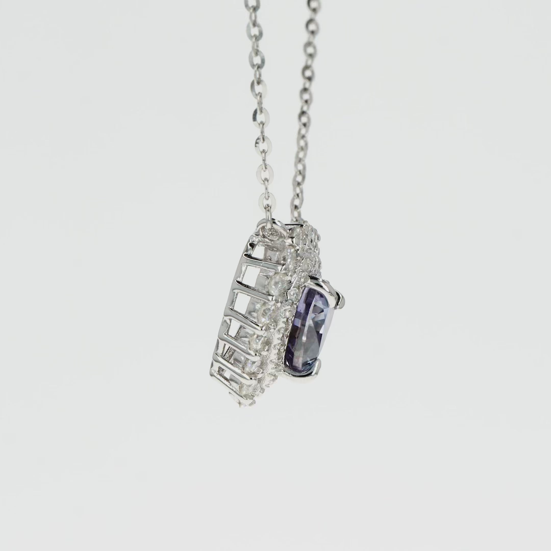 Blue Sapphire & Moissanite Heart Halo Pendant